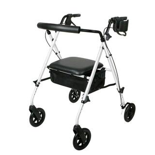 Medline Luxe Lightweight Folding Comfort 4-Wheel Rollator in White MDS86835W