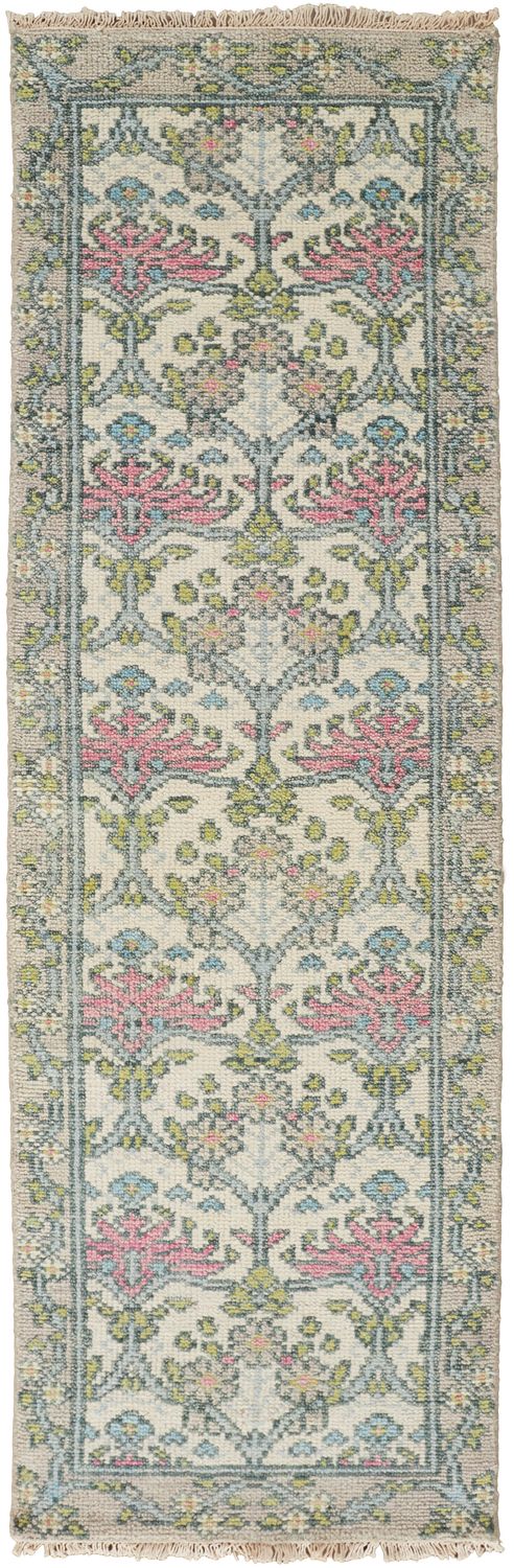 Bennet Hand Knotted Gray and Pink Rug by BD Fine