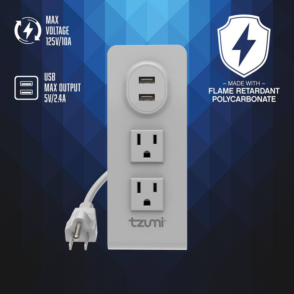 Tzumi Power Stand 2-Outlet Multi-Port Surge Protector 8448HD