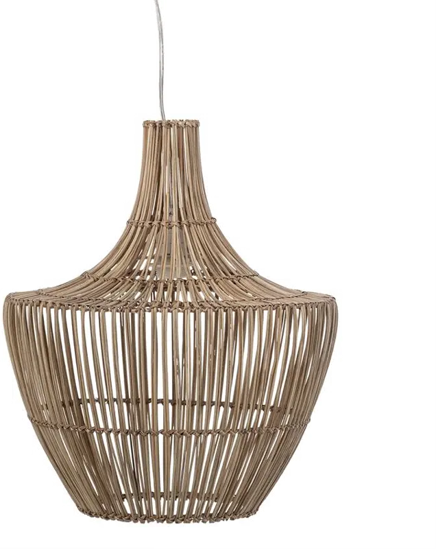 Light Brown Round Wicker Pendant Lamp