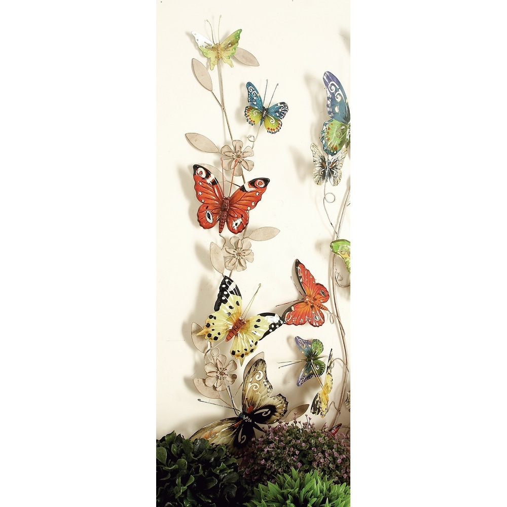 Multi Colored Metal Indoor Outdoor Butterfly Wall Decor   7 x 3 x 45