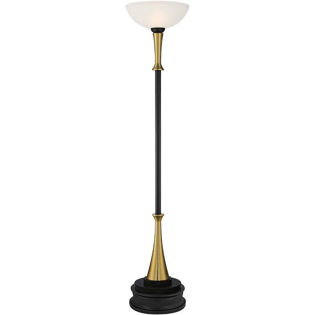 Tall Black Brass Frosted White Glass Shade For Living Room