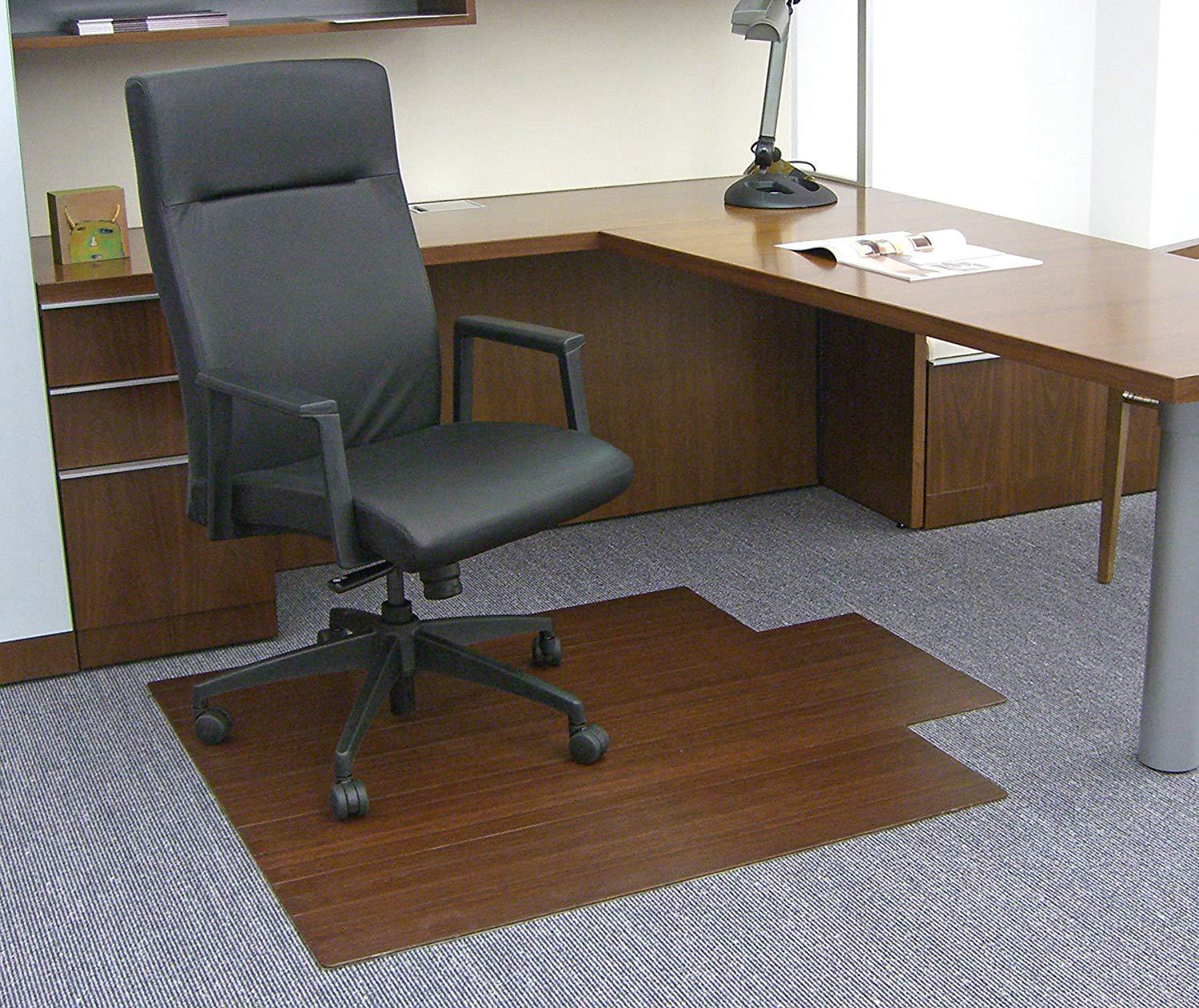 Dark Cherry 44 in. x 52 in. Bamboo Roll-Up Office Chair Mat