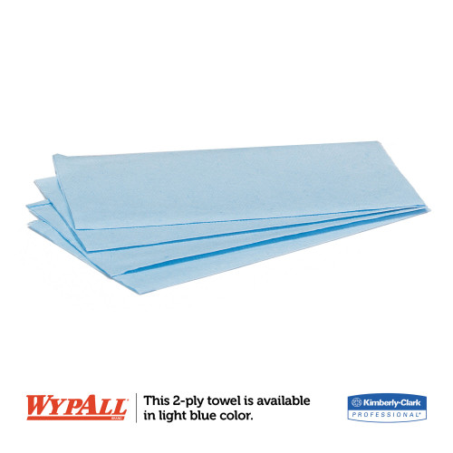 WypAll L10 Windshield Towels， 1-Ply， 9.1 x 10.25， Light Blue， 224/Pack， 10 Packs/Carton (05123)