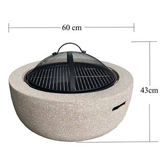 Sireck 26 in.W X 12 in.H Outdoor Stone And Steel Wood Beige Fire Pit ZZQ-THDXP1030