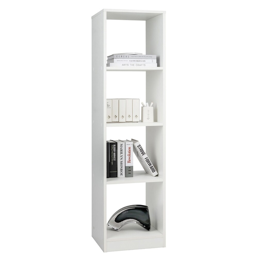 Gymax 5 Tier Bookshelf Corner Bookcase Storage Display Organizer w/ 4