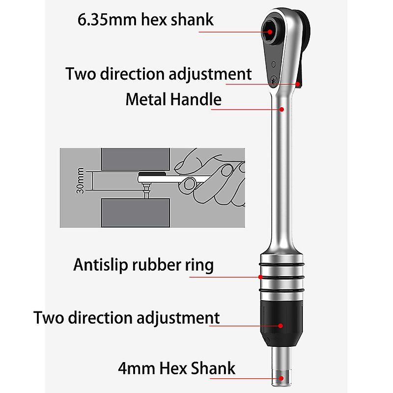 2 In 1 Ratchet Screwdriver 6.35mm To 4mm Hex Shank Screw Driver Adjustment Screwdriver Holder Tool