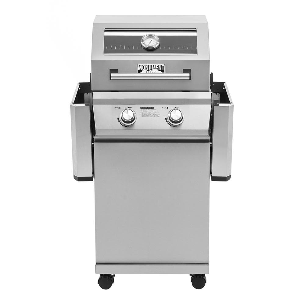 Monument Grills 2-Burner Propane Gas Grill in Stainless with Clear View Lid and LED Controls 14633