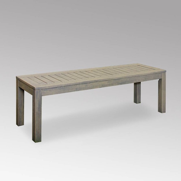 Westlake Wood Outdoor Patio Backless Bench Weathered Gray Cambridge Casual