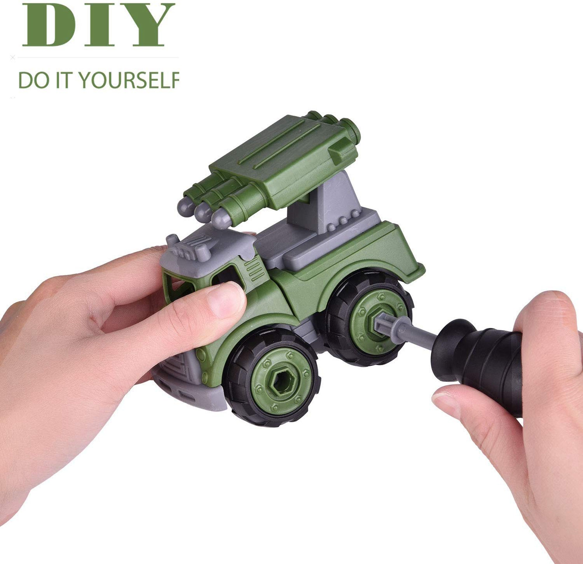 Fun Little Toys Friction Powered Car Carrier Truck Toy for Kids with 4 Military Pull Back Vehicles Set， Sandbox Toys Outside Toys Birthday Gifts for 2 Year Old Boy