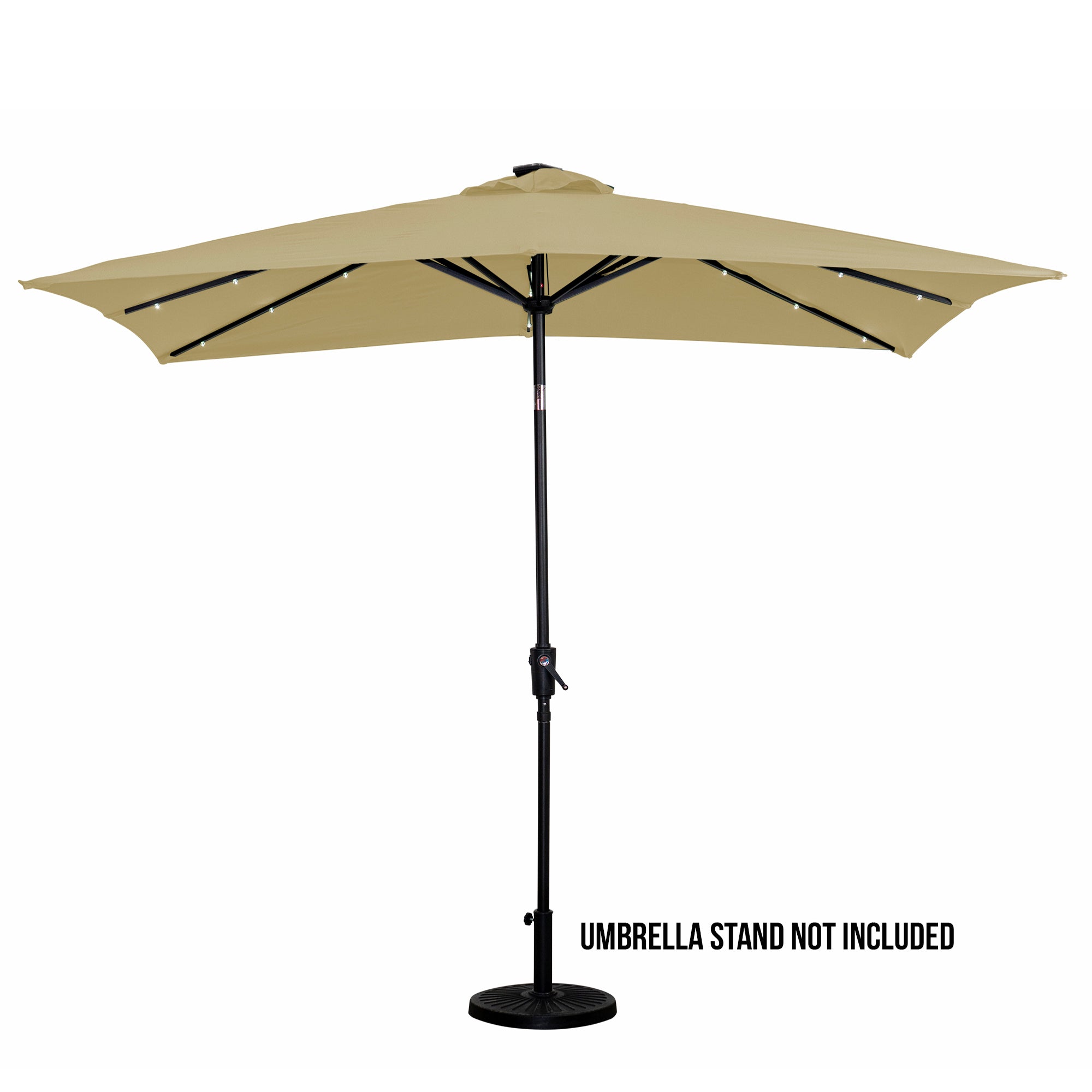 SunRay 9' x 7' Rectangular Patio LED Umbrella Solar Powered w/Crank & Tilt Outdoor Umbrella, Grey