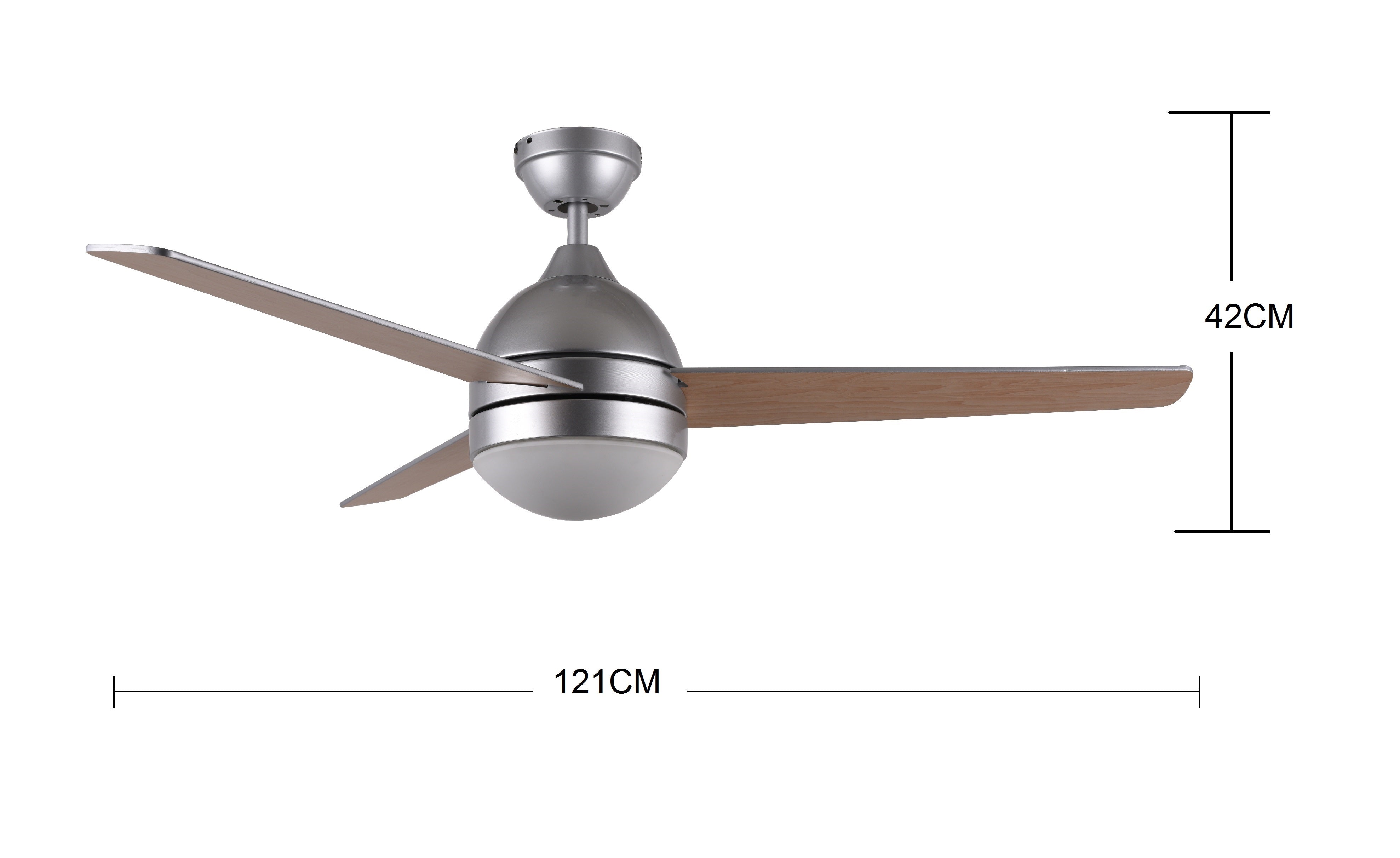 Hauslane CF2000 48 inch Modern Ceiling Fan in Sliver Finish with Quiet Motor， Bright LED Lamp， reversible motor and Three Reversible Blades， Remote Control Included!