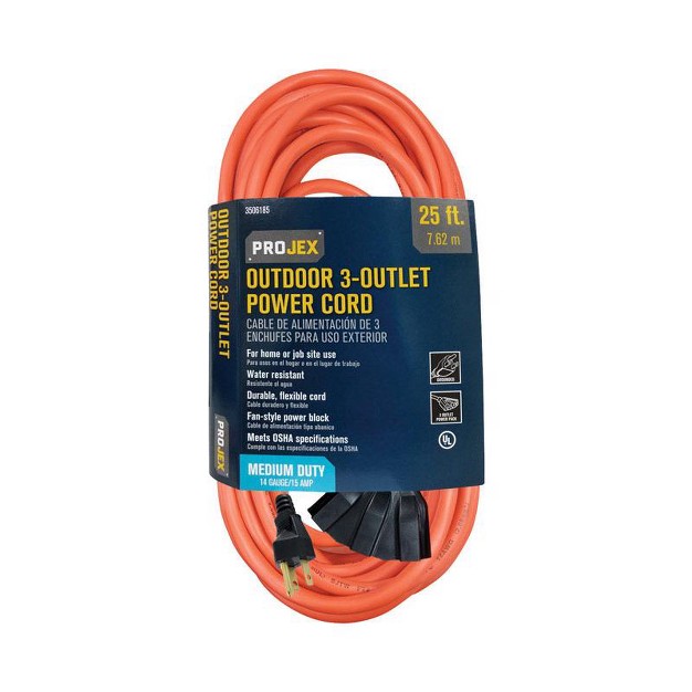 Projex Indoor Or Outdoor 25 Ft L Orange Extension Cord 14 3 Sjtw