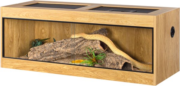 REPTI ZOO 64-gal Wooden Reptile Terrarium， Yellow