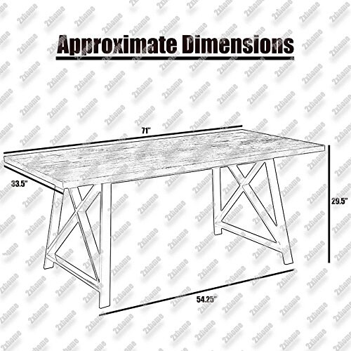 2xhome Dark Wood Industrial Mid Century Modern Steel Frame Metal Leg Dining Table Kitchen Home Commercial 71\