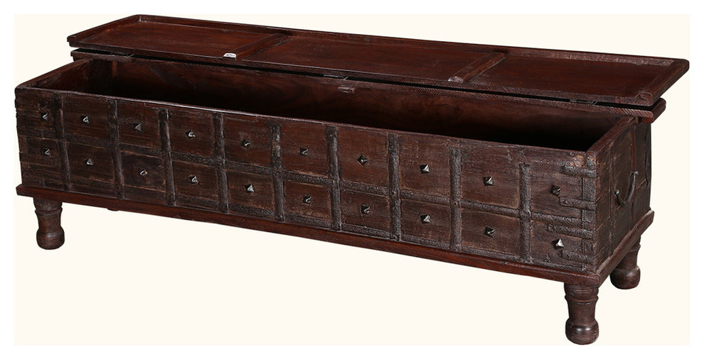 Gothic Classic Reclaimed Wood 60 quotStorage Trunk Chest   Traditional   Coffee Tables   by Sierra Living Concepts Inc  Houzz