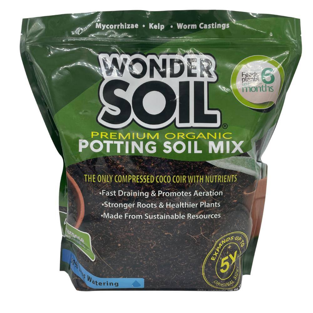WONDER SOIL Premium Organic Coco Coir Potting Garden Soil - 3 lbs. Expands Up to 3 Gal. WSOR3