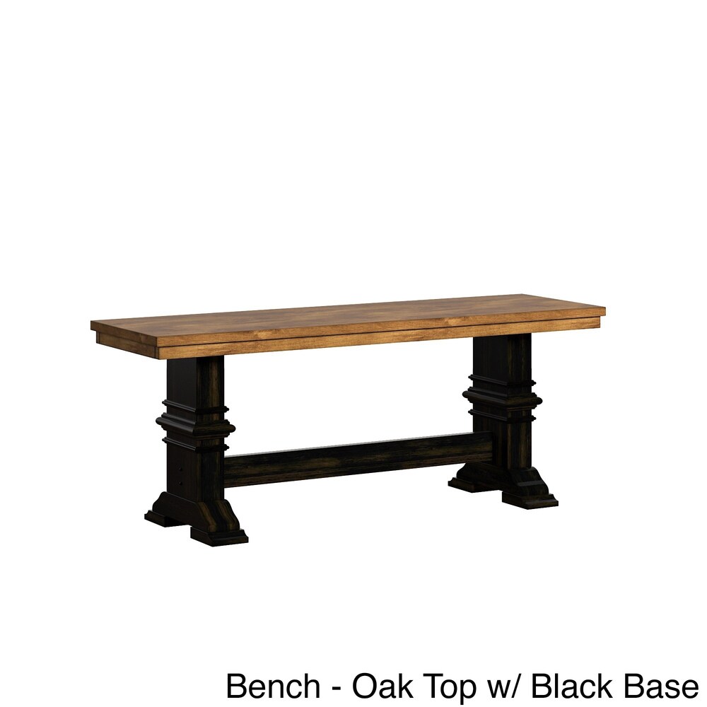 Eleanor Black Farmhouse Trestle Base French Ladder Back 6 piece Dining Set by iNSPIRE Q Classic