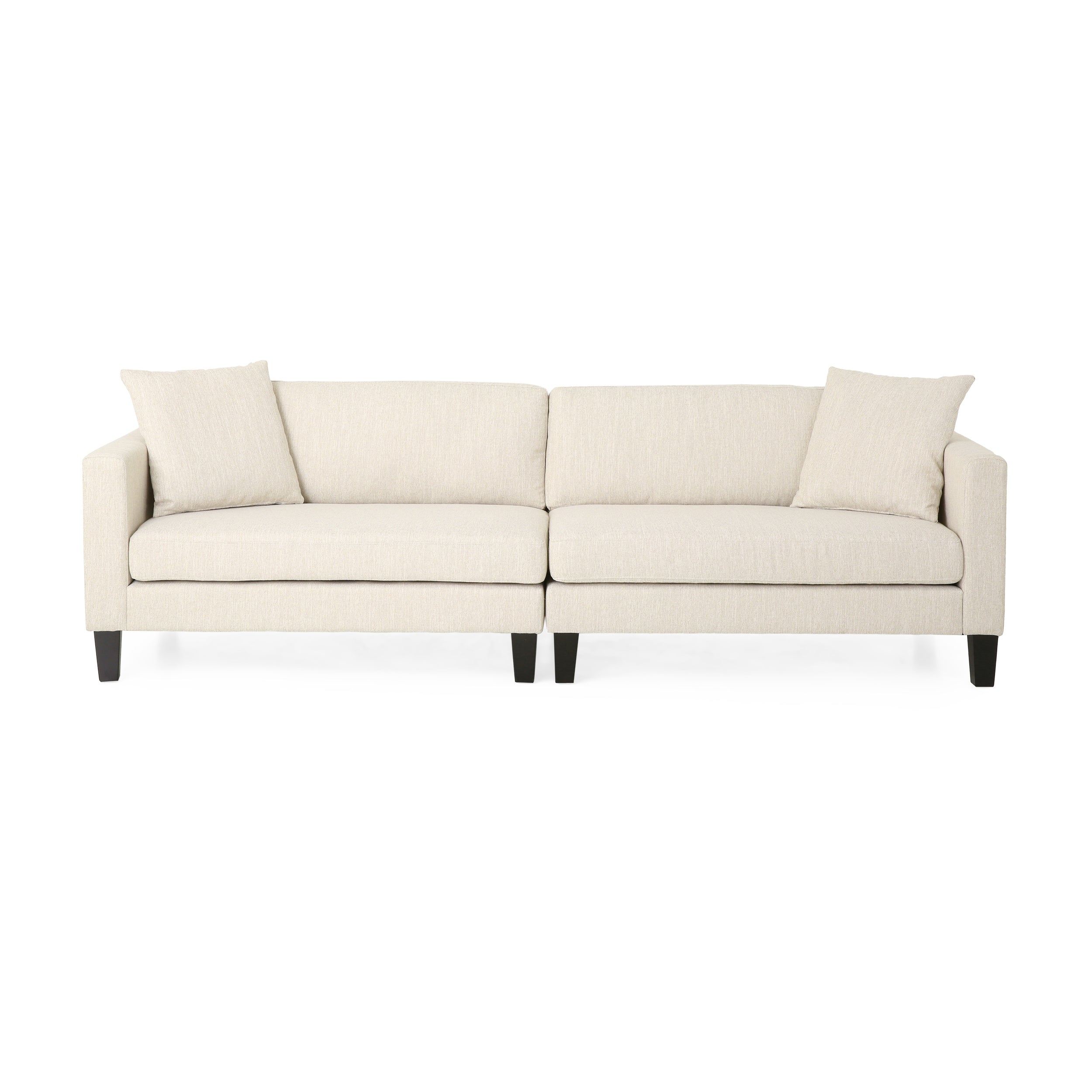 Ilaan Contemporary 4 Seater Fabric Sofa with Accent Pillows