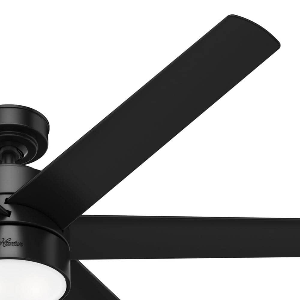 Hunter Solaria 60 in Integrated LED IndoorOutdoor Matte Black Ceiling Fan with Light Kit and Wall Control