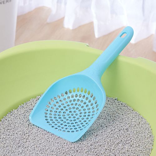 Yaoping Small Plastic Litter Scoop for Cats， Durable Deep Shovel and Long Handle for Sifting Kitty Litter(Hole diameter 0.5cm)