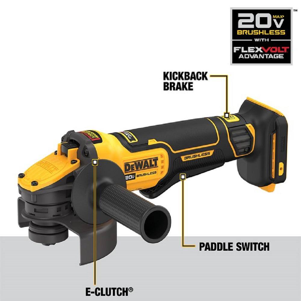 DW 20V MAX Cordless Brushless 4.5 - 5 in. Angle Grinder (1) 20V 6.0Ah and (1) 20V 4.0Ah Batteries and Charger DCG416BDCB246CK