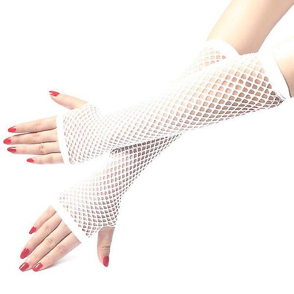 12X fishnet gloves fingerless elbow length 70s 80s women  costume party bulk