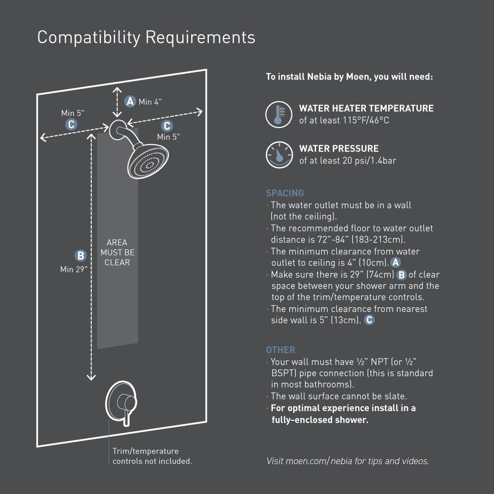 MOEN Spa Shower 1-Spray 8 in. Dual Shower Head and Handheld Shower Head with Magnetic Remote Dock in Matte Black N207C0BL