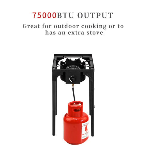 Ktaxon Outdoor Propane EX31-51 Single Burner 75,000BTU with 0-20 Psi High Pressure Adjustable Regulator 15"