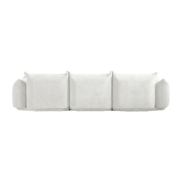 3 Seat Chenille Fabric Sectional Sofa with Ottoman