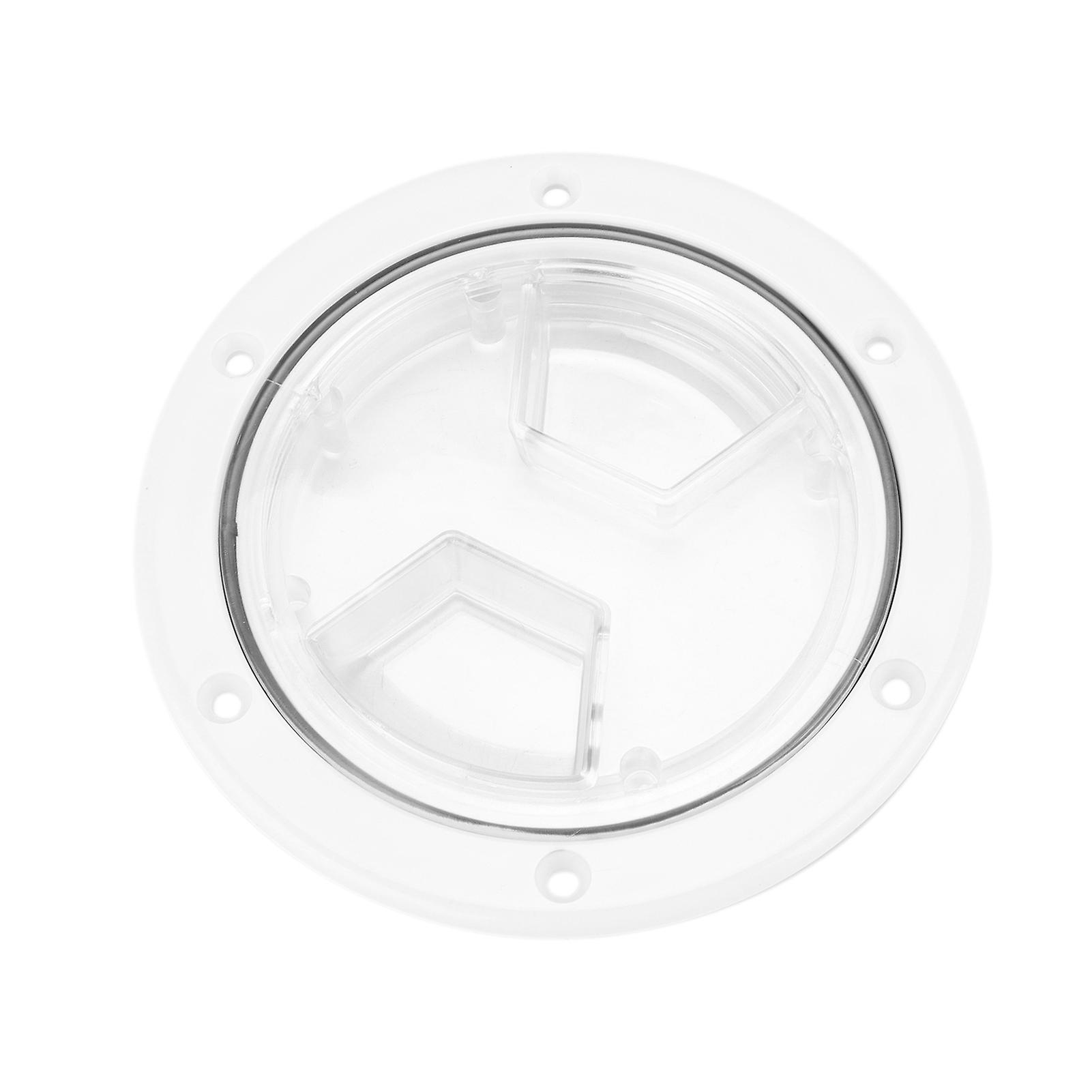 Boat Deck Access Hatch Transparentcover White Round Abs Plate For Rv Marine Yacht(4in/10.16cm )