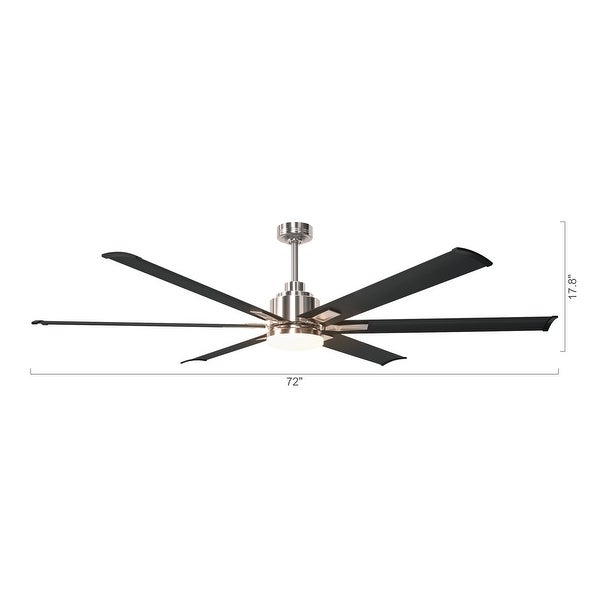 Modern 72-inch 6-Blade Brushed Chrome Ceiling Fan with Light and Remote Control - 72-in W x 17.8-in H Shopping - The Best Deals on Ceiling Fans | 36536873