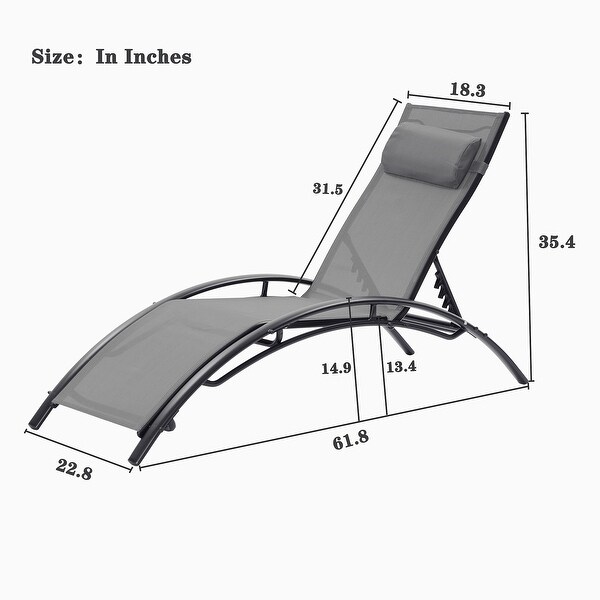 2 Pieces Set Outdoor Recliner Chaise Lounge Chair