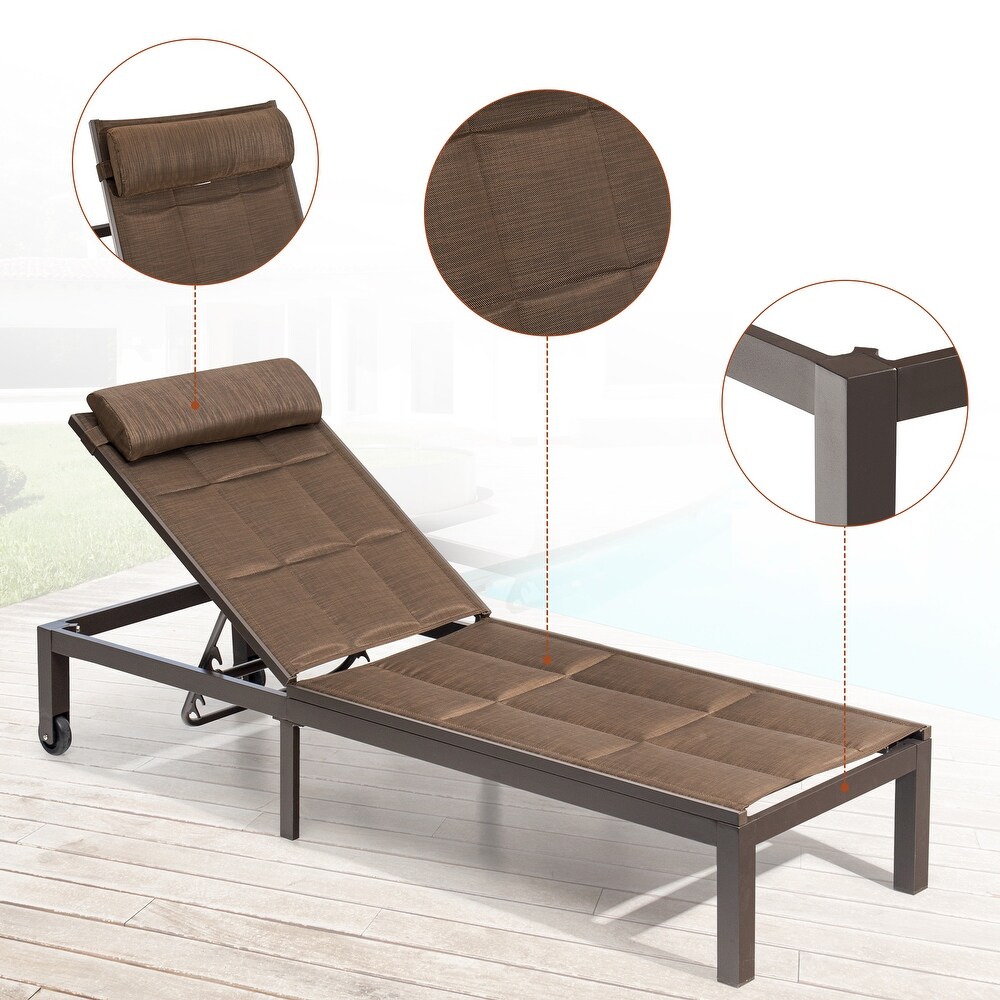 Outdoor Sun Lounger Pool Side Recliner Adjustable Chaise Lounge Chair   Table Set   77.17\