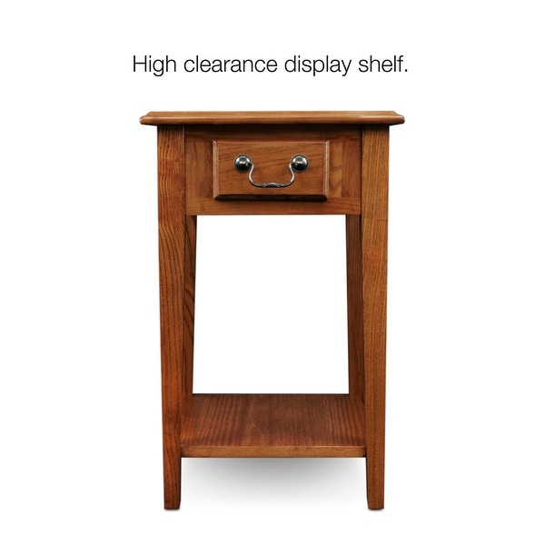 Leick Home 9041-MED One Drawer Square Side Table with Shelf， Medium Oak