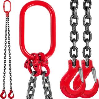 VEVOR 8800 lbs. Load 5 ft. x 38 in. Double Leg Chain Sling G80 Hoist Chain with Grab Hooks for Factory Mining Ports Building GLSJG80SZ10MMX1.5V0