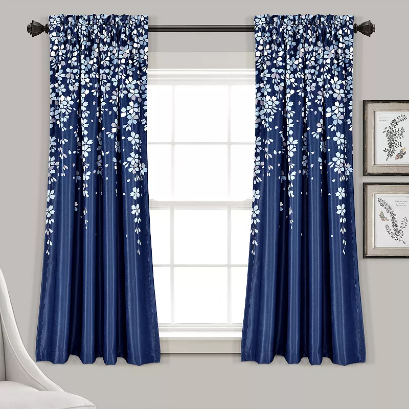 Half Moon 2 Weeping Flowers Window Curtain Panels