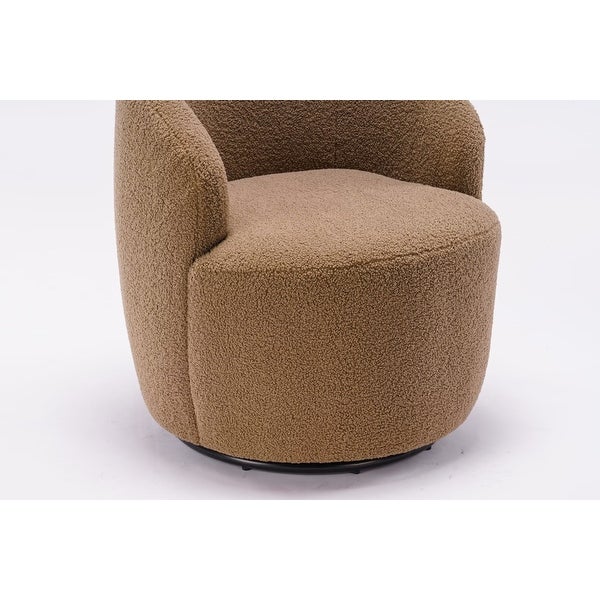 Soft Thicken Upholstered Fabric Swivel Accent Armchair Barrel Chair with Black Powder Coating Metal Ring