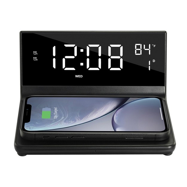 Supersonic Dual Alarm Clock With 2 in 1 Wireless Charging