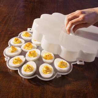 Chef Buddy Deviled Egg Trays with Snap On Lids Holds 36 Eggs (Set of 2) 82-Y3458