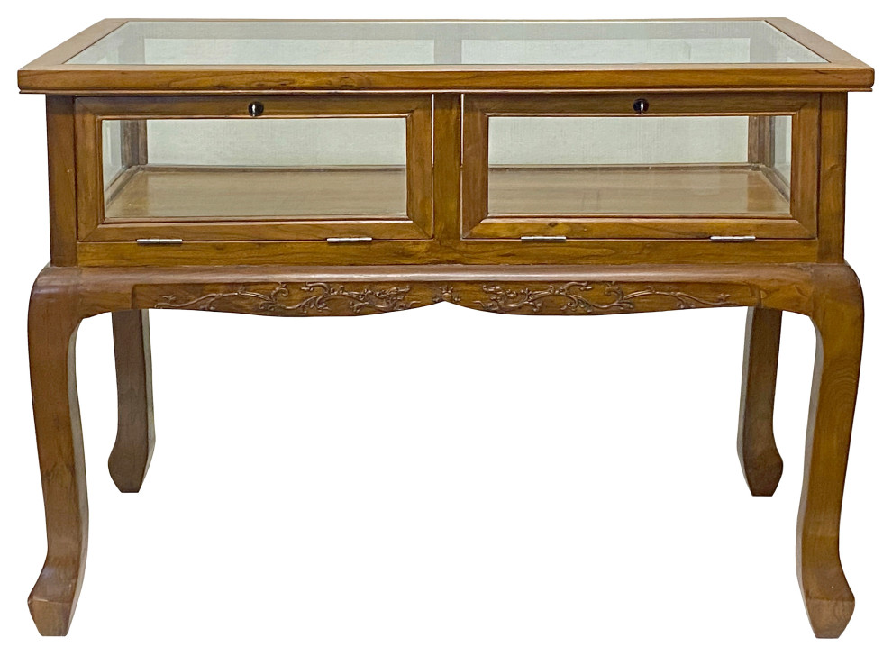 Oriental Craw Legs Rectangular Glass Top Console Display Table Counter Hcs7676   Asian   Console Tables   by Golden Lotus Antiques  Houzz