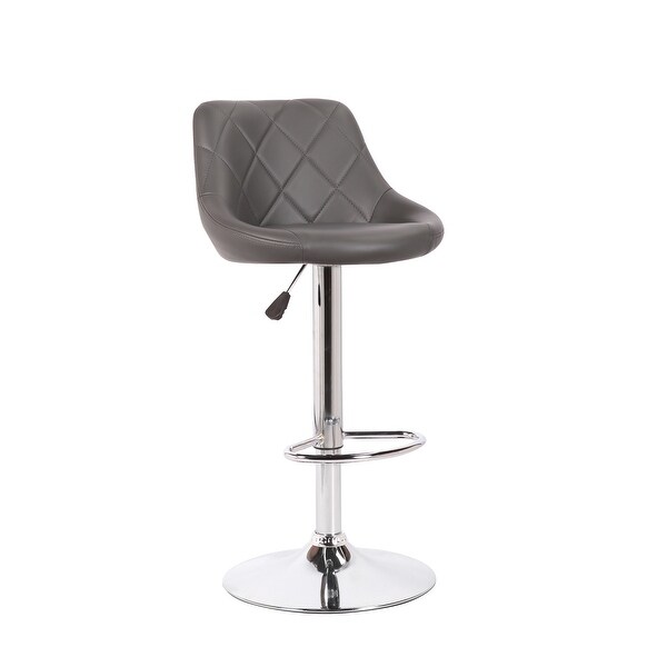 Porthos Home Rea Swivel Adjustable Height Bar Stool， PU Leather， Chrome Base