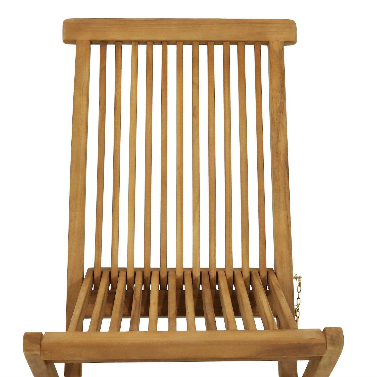 Sunnydaze Hyannis Solid Teak Wood Folding Slat-Back Patio Chair - Set of 2