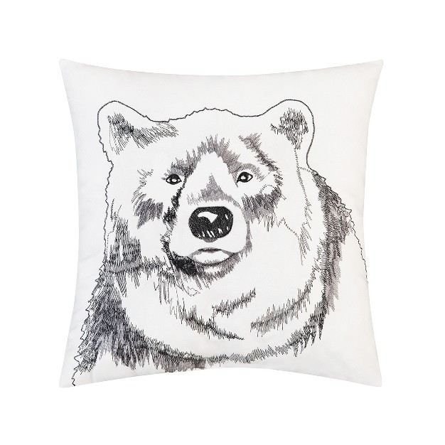 X 18 quot Bear Portrait Indoor Outdoor Embroidered Throw Pillow