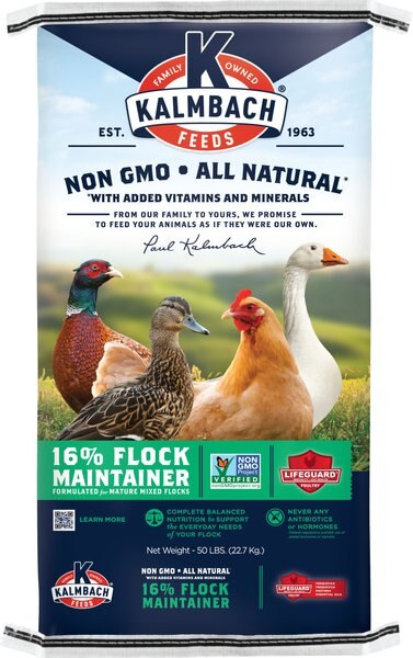 Kalmbach Feeds All Natural Non-GMO 16% Flock Maintainer Poultry Feed， 50-lb bag