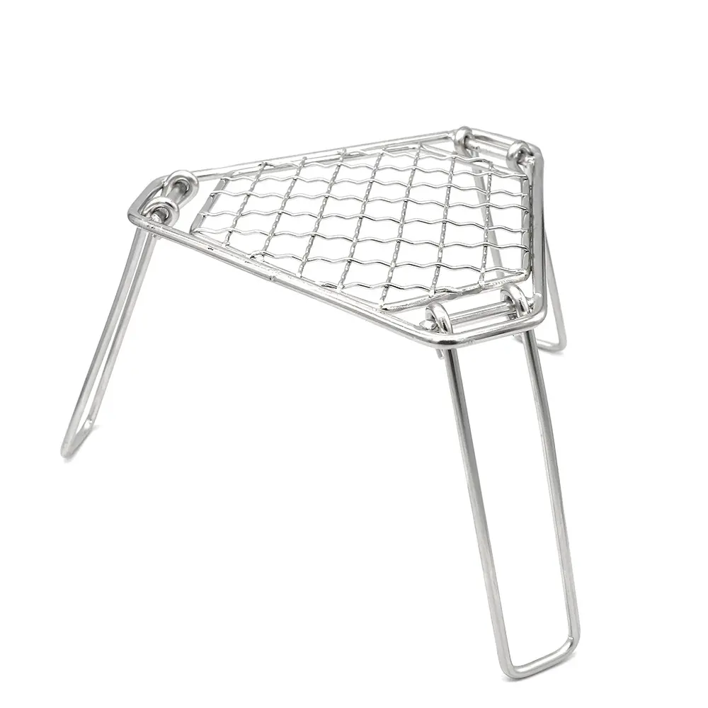 Outdoor portable integrated Triangle Grill Cookout Collapsible mini stainless steel BBQ Cookout bonfire rack