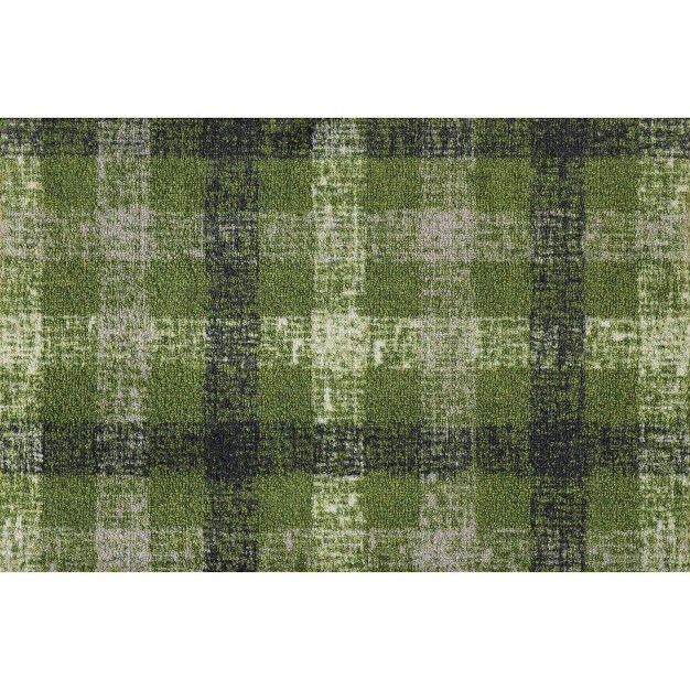 2 x27 x3 x27 Colorstar Sketch Plaid Door Mat Green Bungalow Flooring