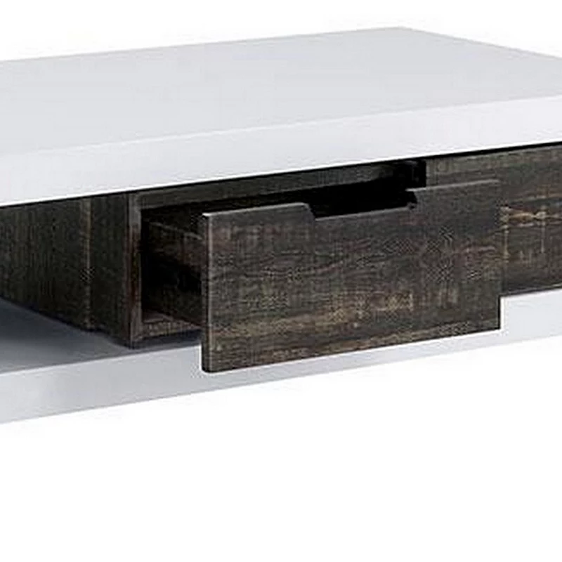 Two Tone Coffee Table with Open Shelf， White and Brown