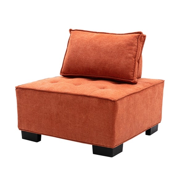 Modern Ottoman Lazy Chair， Upholstered Barrel Sofa， Small Accent Chair with Solid Wood Legs for Bedroom Living Room Apartment