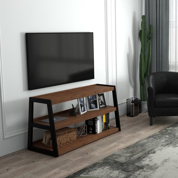 WYNDENHALL Hawkins 47.6 inch Wide Industrial TV Media Stand in Walnut For TVs up to 50 inches - 20